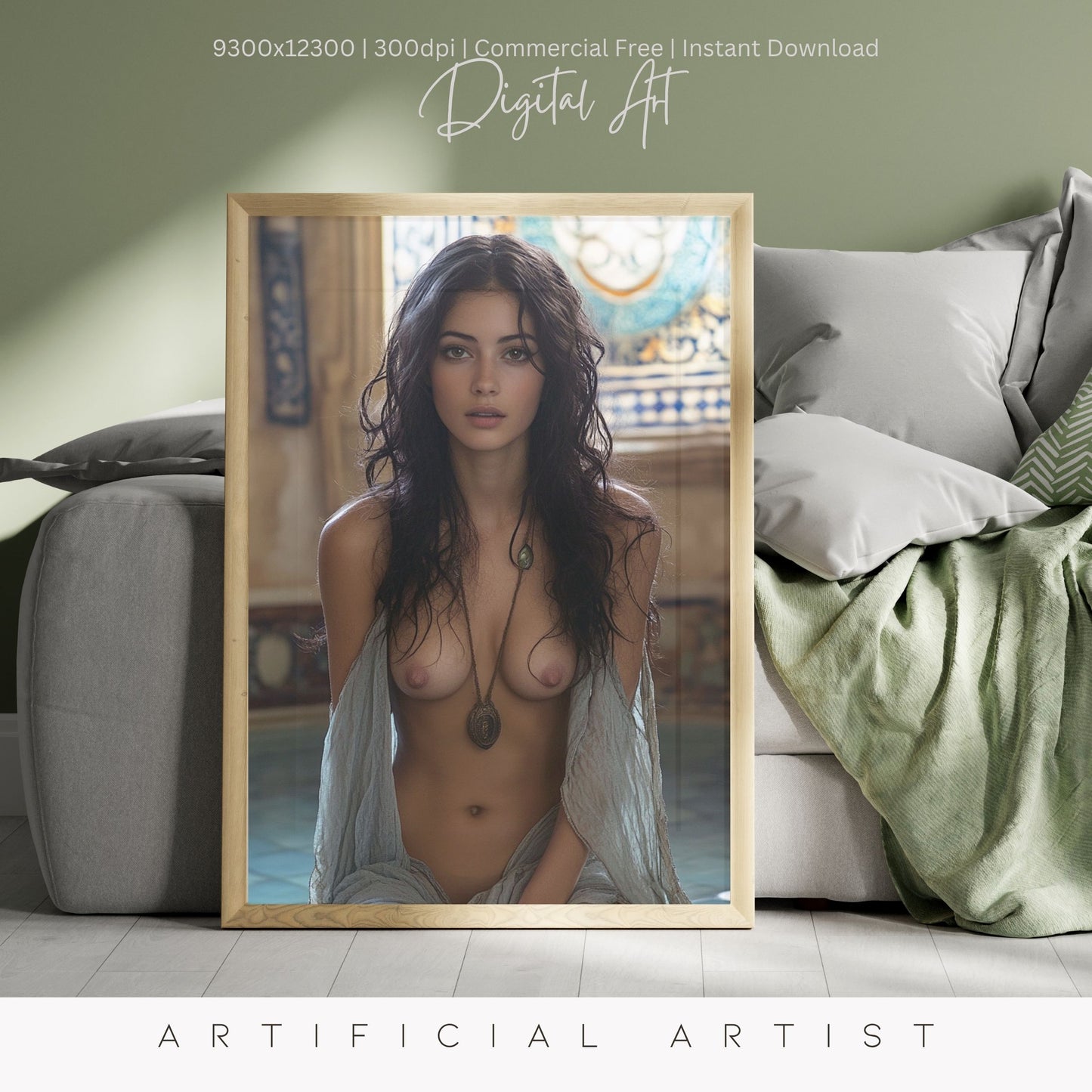 Topless Amulet| Sexy Babe | Instant Download | Digital AI Art