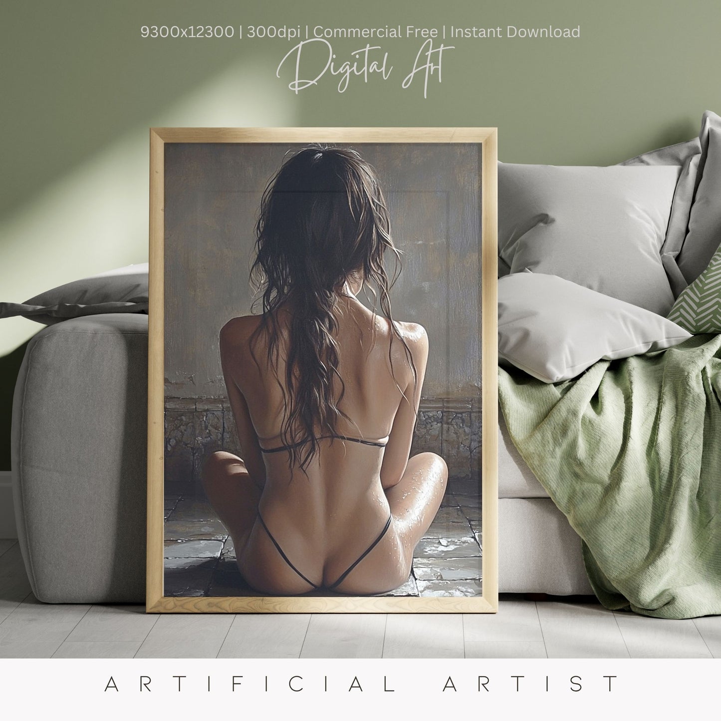 Sexy Hot Naked Yoga | Instant Download | Fantasy Digital AI Art | LGBT Artwork