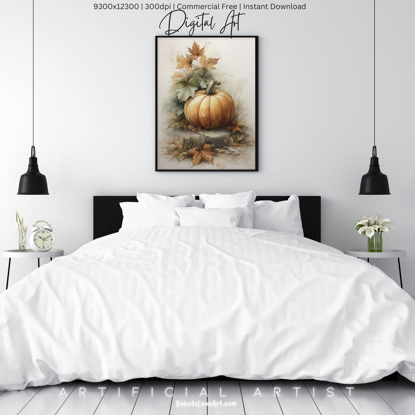 Beautiful Fall Pumpkin Art| Instant Download | Digital AI Art | Halloween Decor