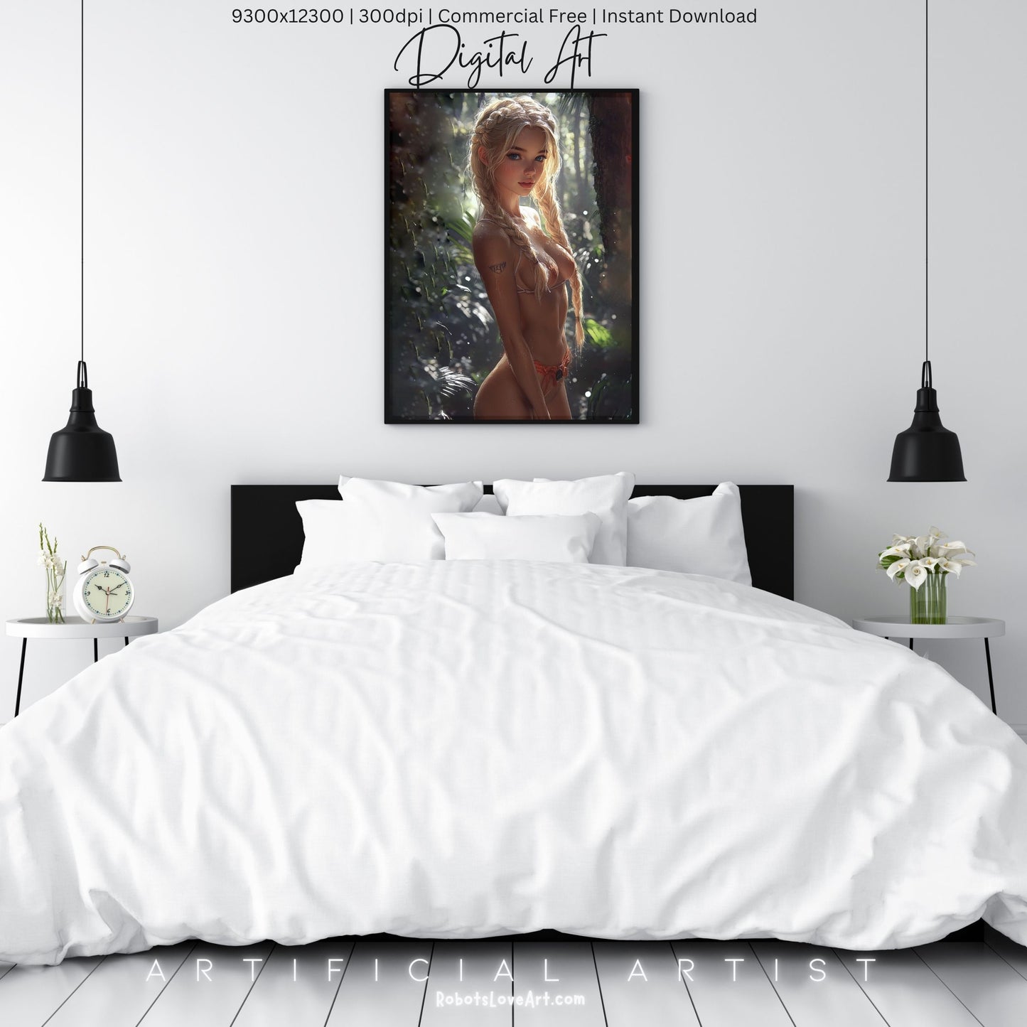 Hot Topless Blonde | Instant Download | Fantasy Digital AI Art | Pinup Girl