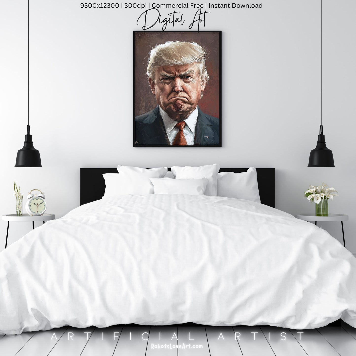 Painted President Trump Scowling | Instant Download | Digital AI Art | Political Satire Art