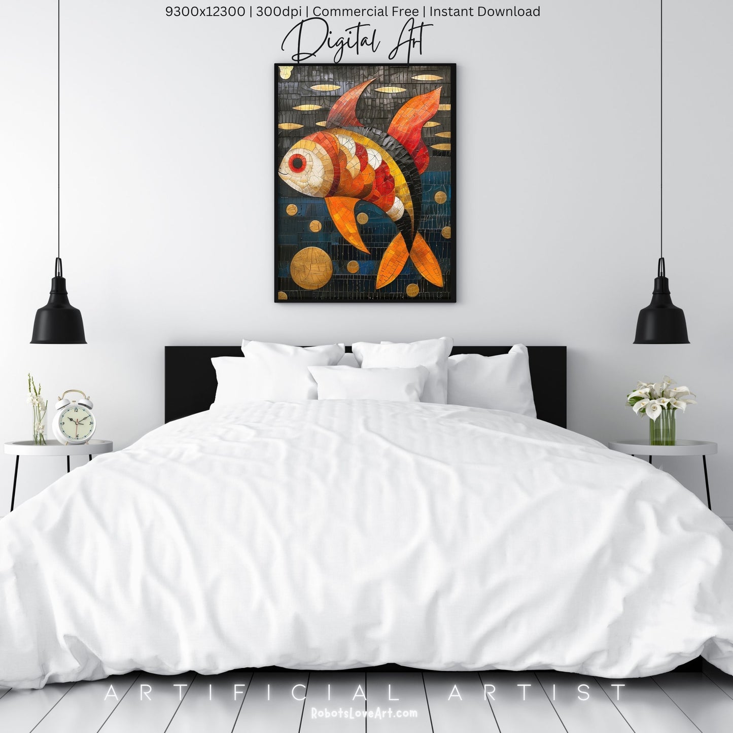 Colorful Mosaic Fish | Instant Download | Digital AI Art | Decor