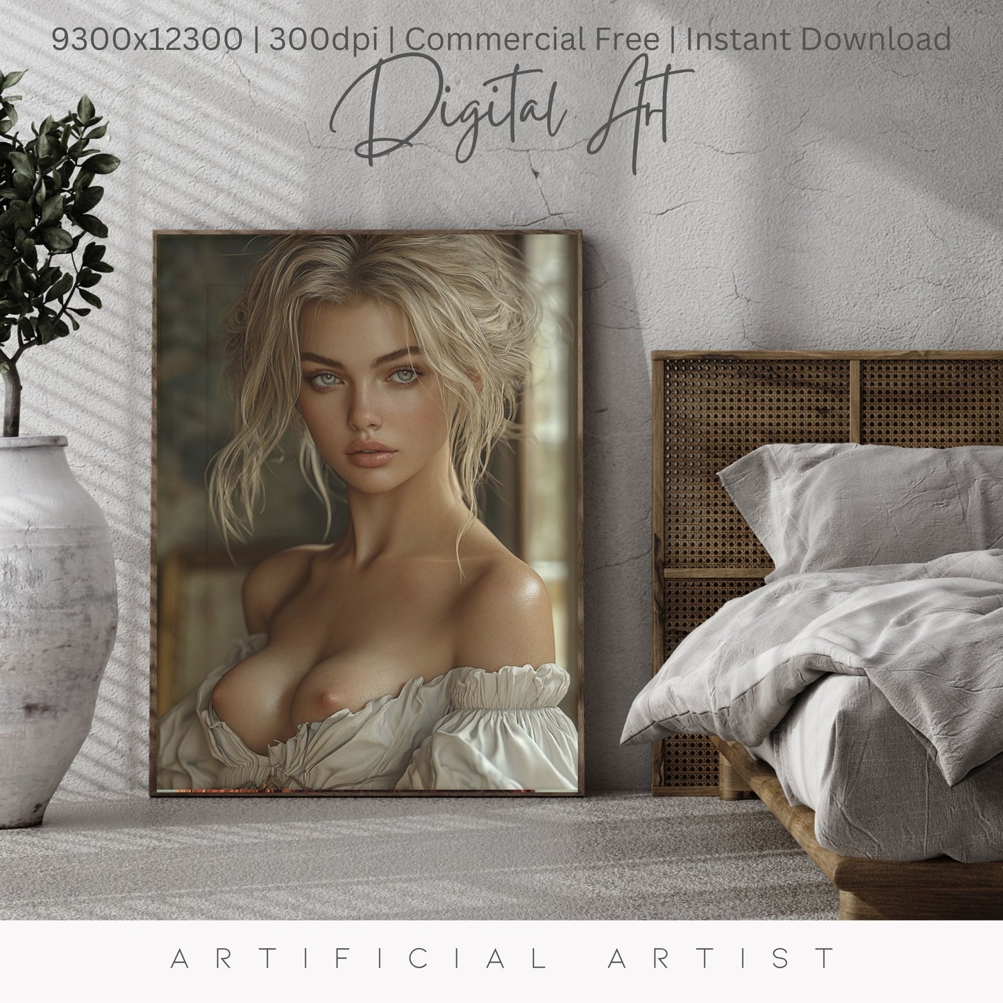 Topless Blonde Beauty | Sexy Babe | Instant Download | Digital AI Art