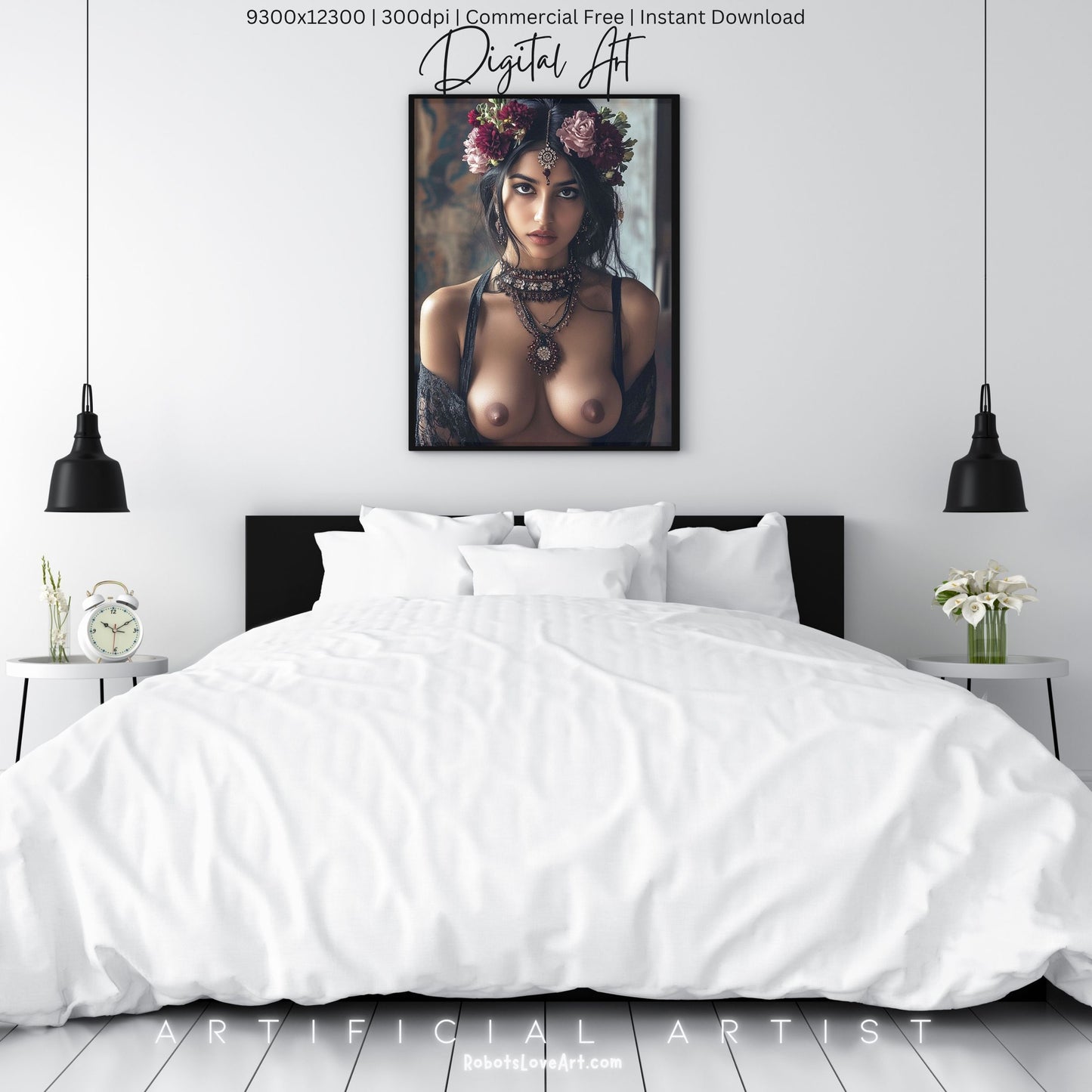 Indian Rose | Instant Download | Fantasy Digital AI Art | Topless Hot Girl