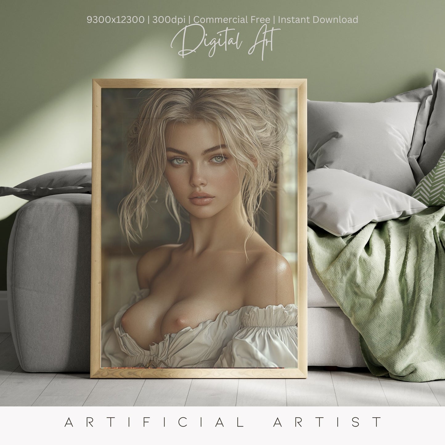Topless Blonde Beauty | Sexy Babe | Instant Download | Digital AI Art