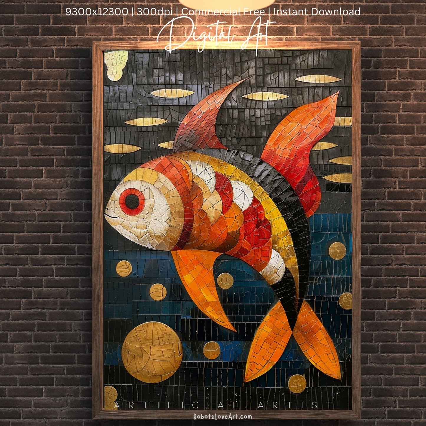 Colorful Mosaic Fish | Instant Download | Digital AI Art | Decor