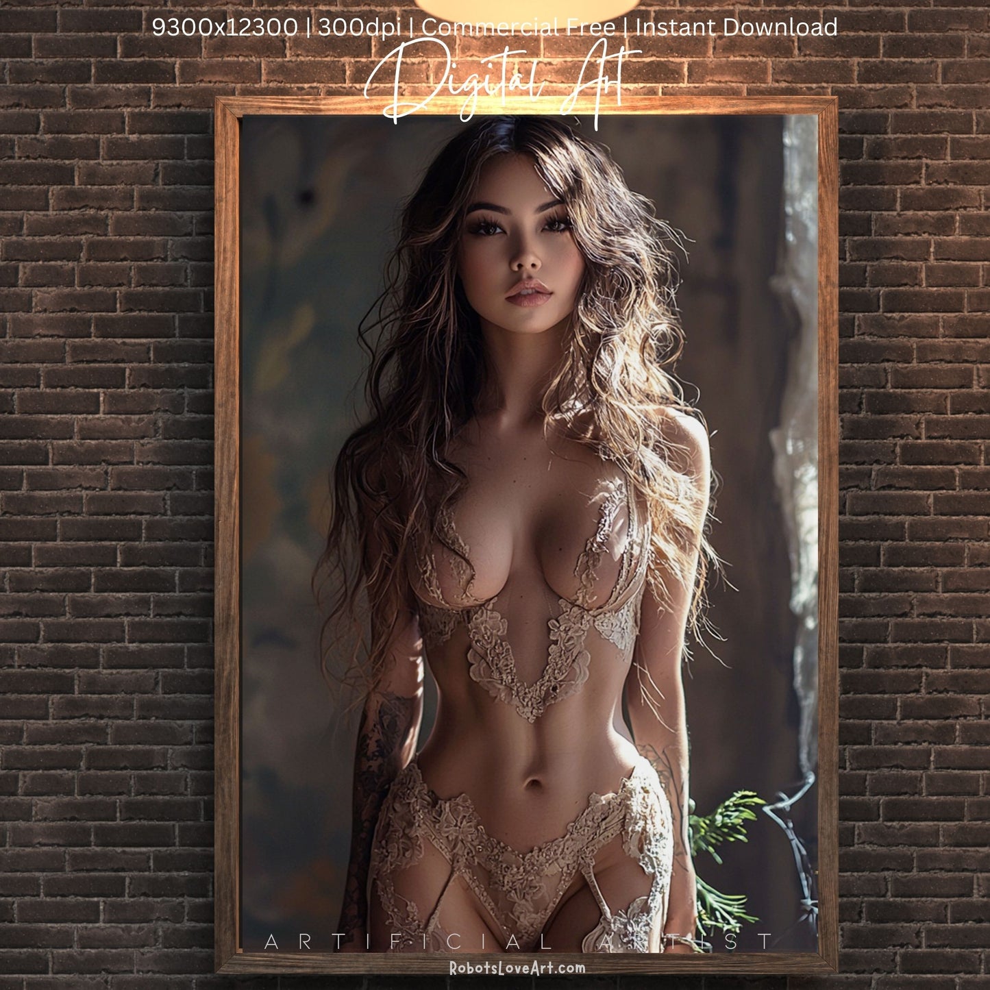 The Lace Window | Instant Download | Fantasy Digital AI Art | Hot Girl