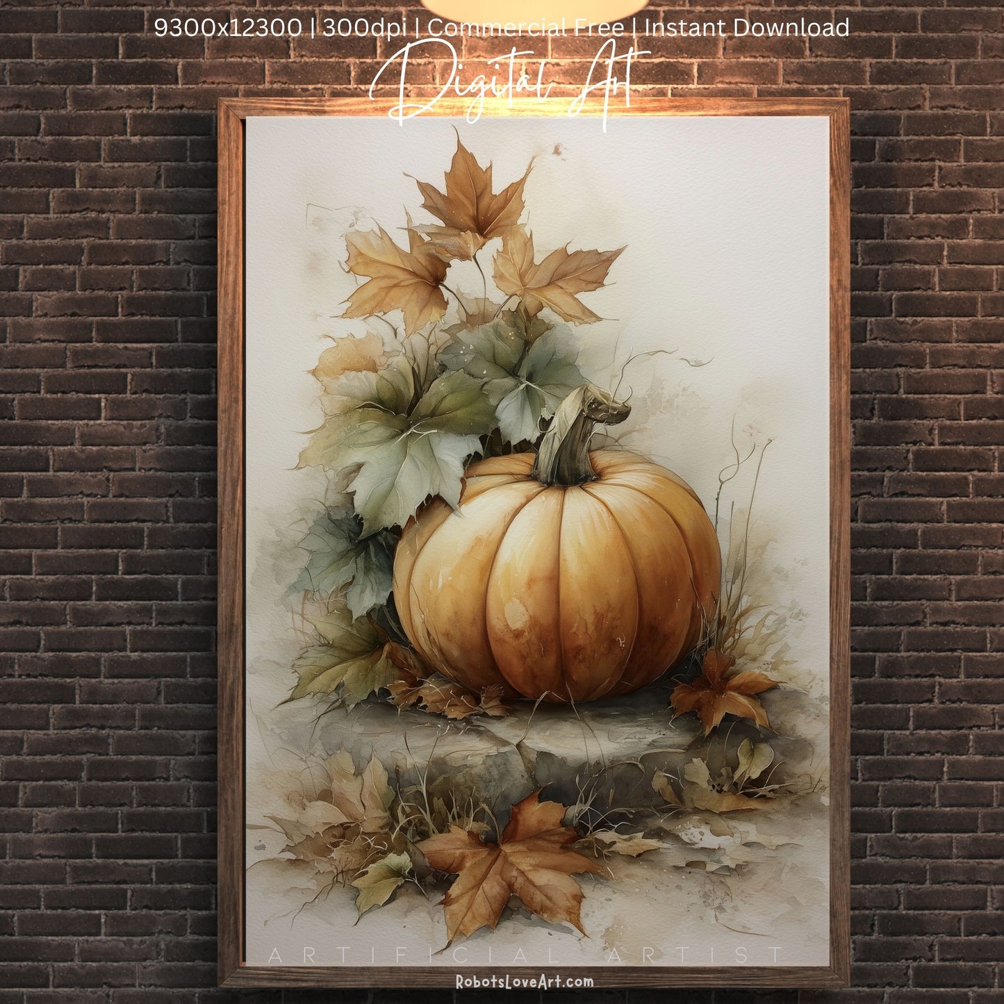 Beautiful Fall Pumpkin Art| Instant Download | Digital AI Art | Halloween Decor