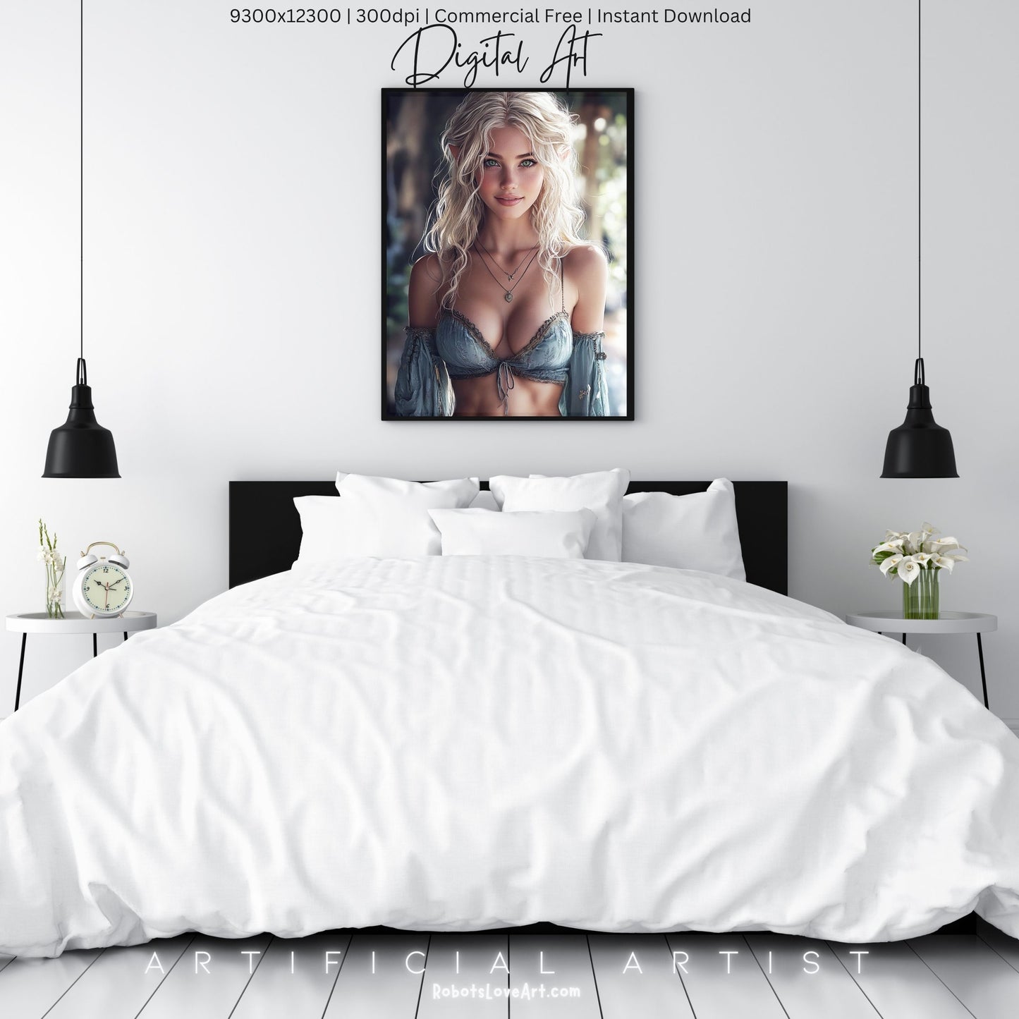Pretty Blonde Elf | Instant Download | Fantasy Digital AI Art