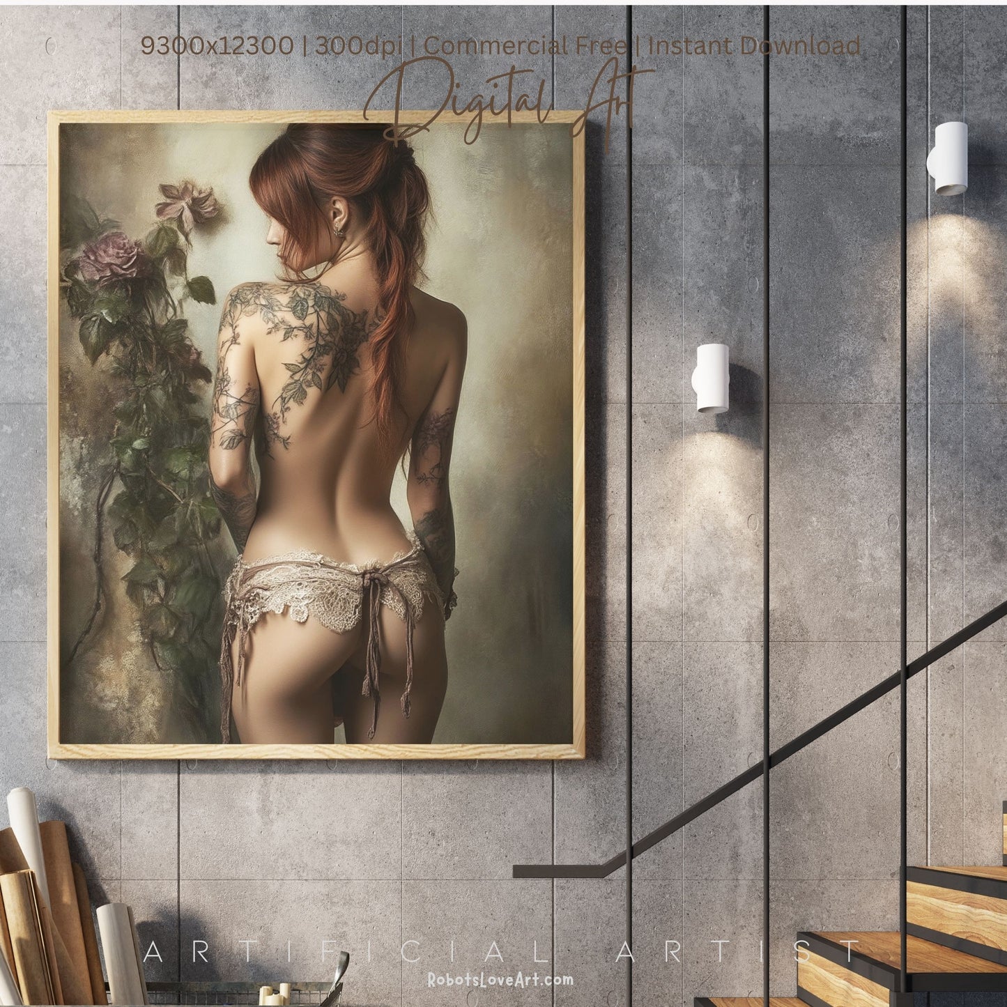 From Behind Pinup Calendar | Instant Download | Fantasy Digital AI Art | Sexy Lace