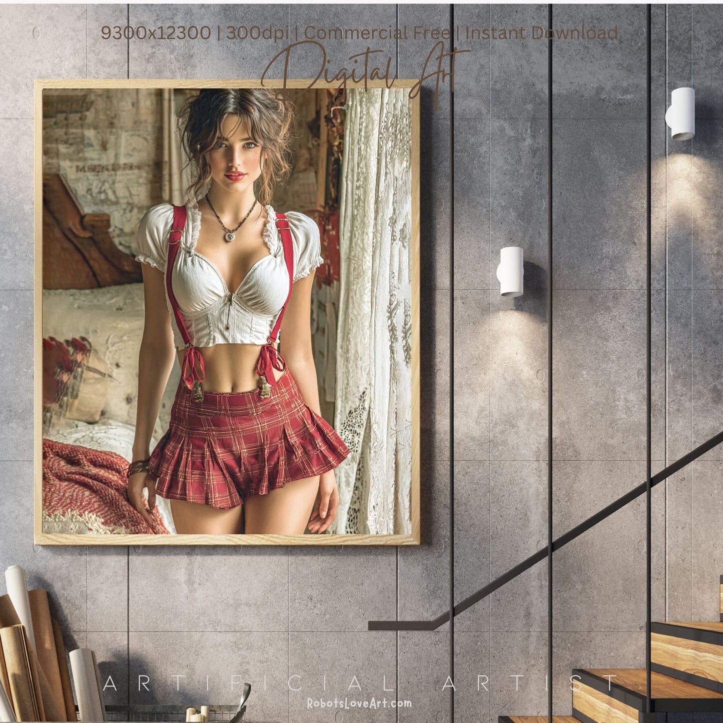 Sexy College Uniform | Instant Download | Fantasy Digital AI Art | Hot Girl