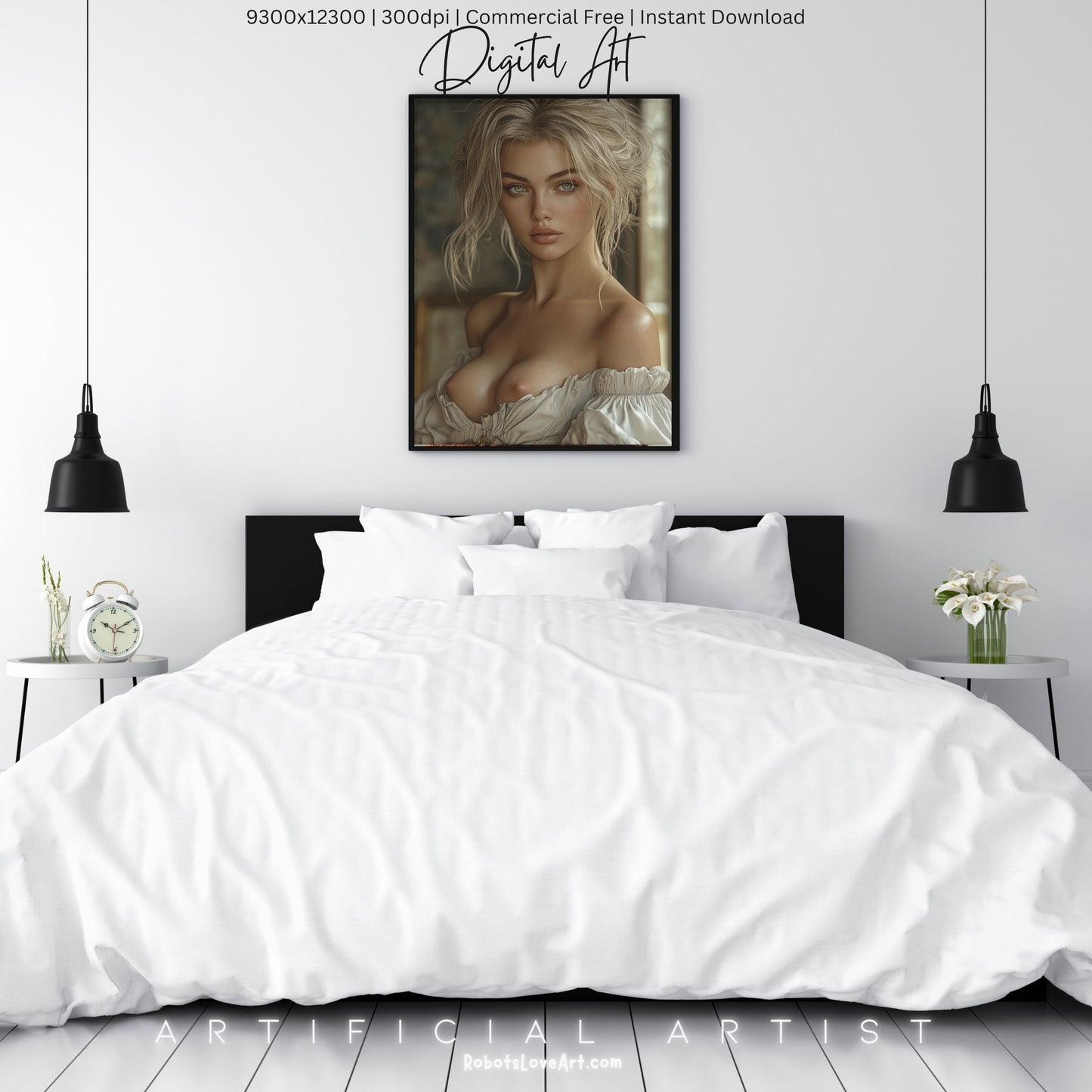 Topless Blonde Beauty | Sexy Babe | Instant Download | Digital AI Art