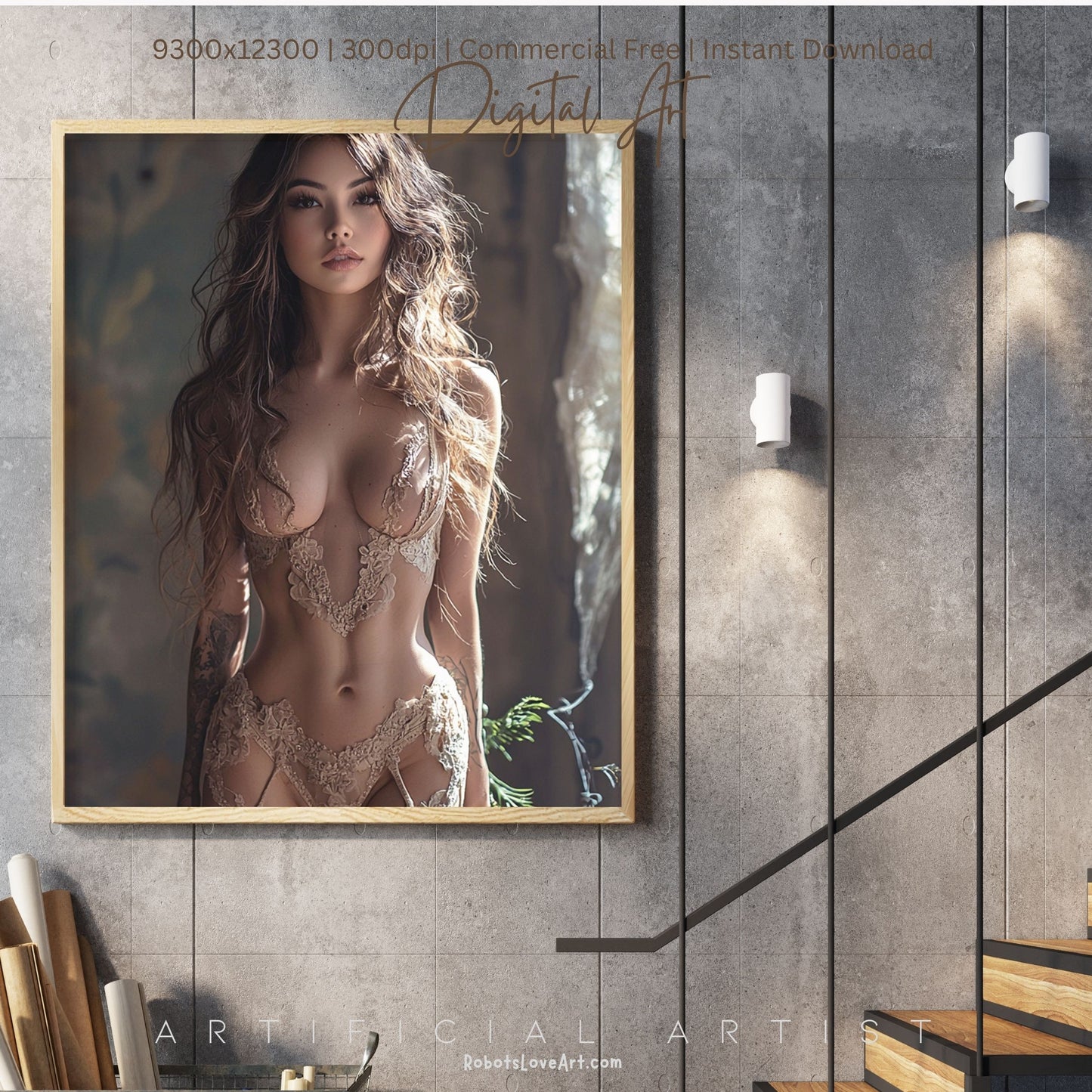 The Lace Window | Instant Download | Fantasy Digital AI Art | Hot Girl