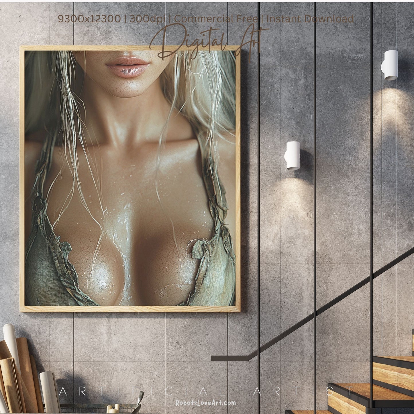 Blonde Bombshell Loincloth Cleavage | Instant Download | Fantasy Digital AI Art | LGBT Artwork (Copy)