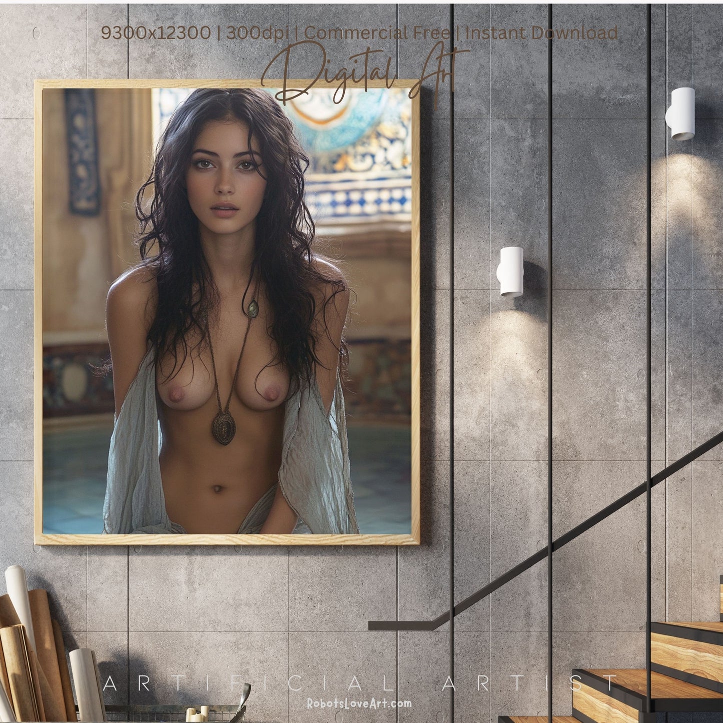 Topless Amulet| Sexy Babe | Instant Download | Digital AI Art