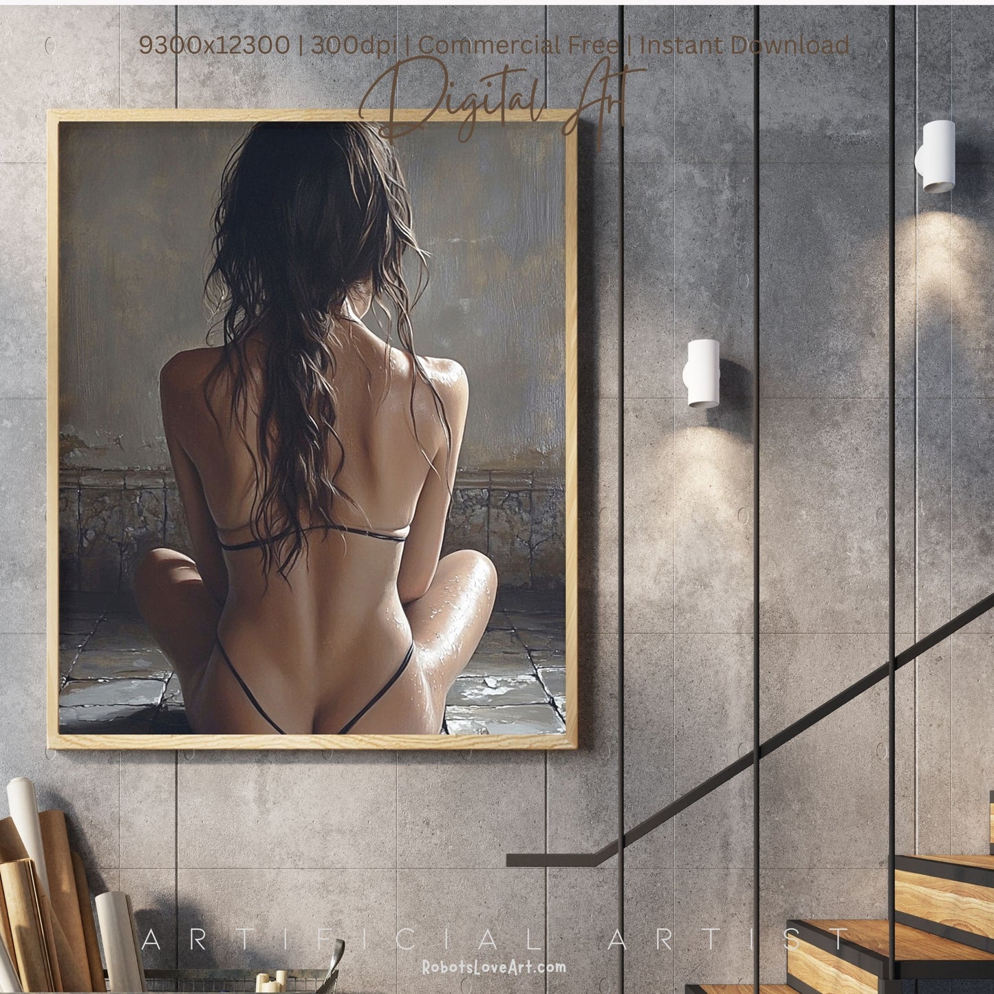 Sexy Hot Naked Yoga | Instant Download | Fantasy Digital AI Art | LGBT Artwork