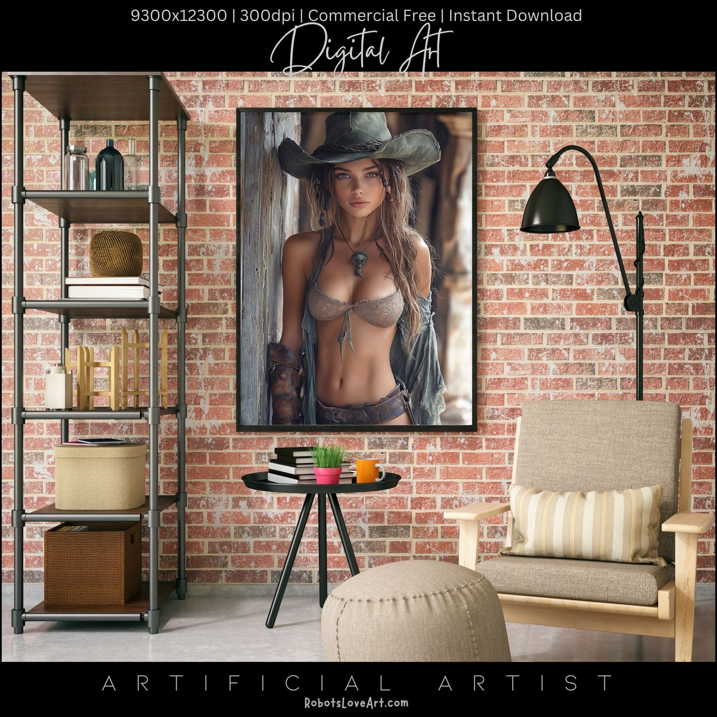 Ready to Shoot Hot Cowgirl Cleavage | Instant Download | Fantasy Digital AI Art | Sexy Old West Artwork