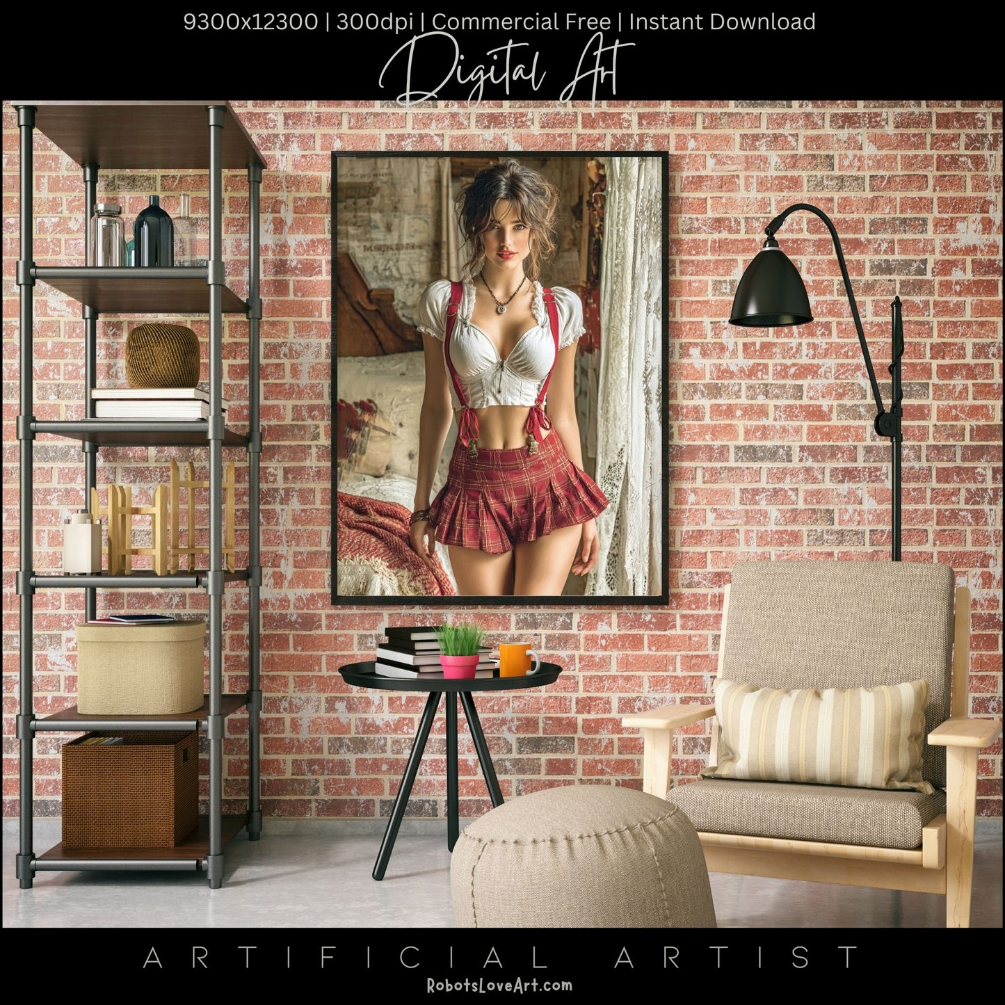 Sexy College Uniform | Instant Download | Fantasy Digital AI Art | Hot Girl