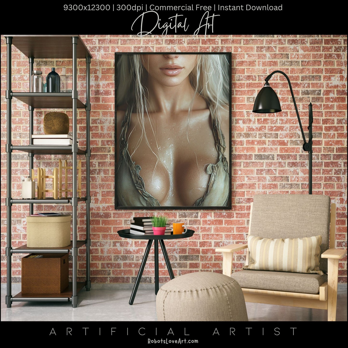 Blonde Bombshell Loincloth Cleavage | Instant Download | Fantasy Digital AI Art | LGBT Artwork (Copy)