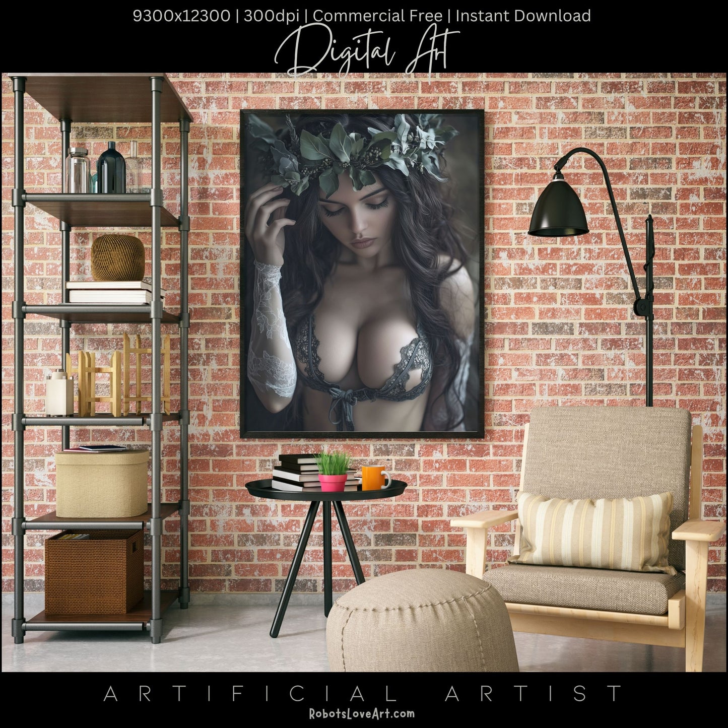 All Natural Sexy Babe | Instant Download | Fantasy Digital AI Art | Sexy Laceup