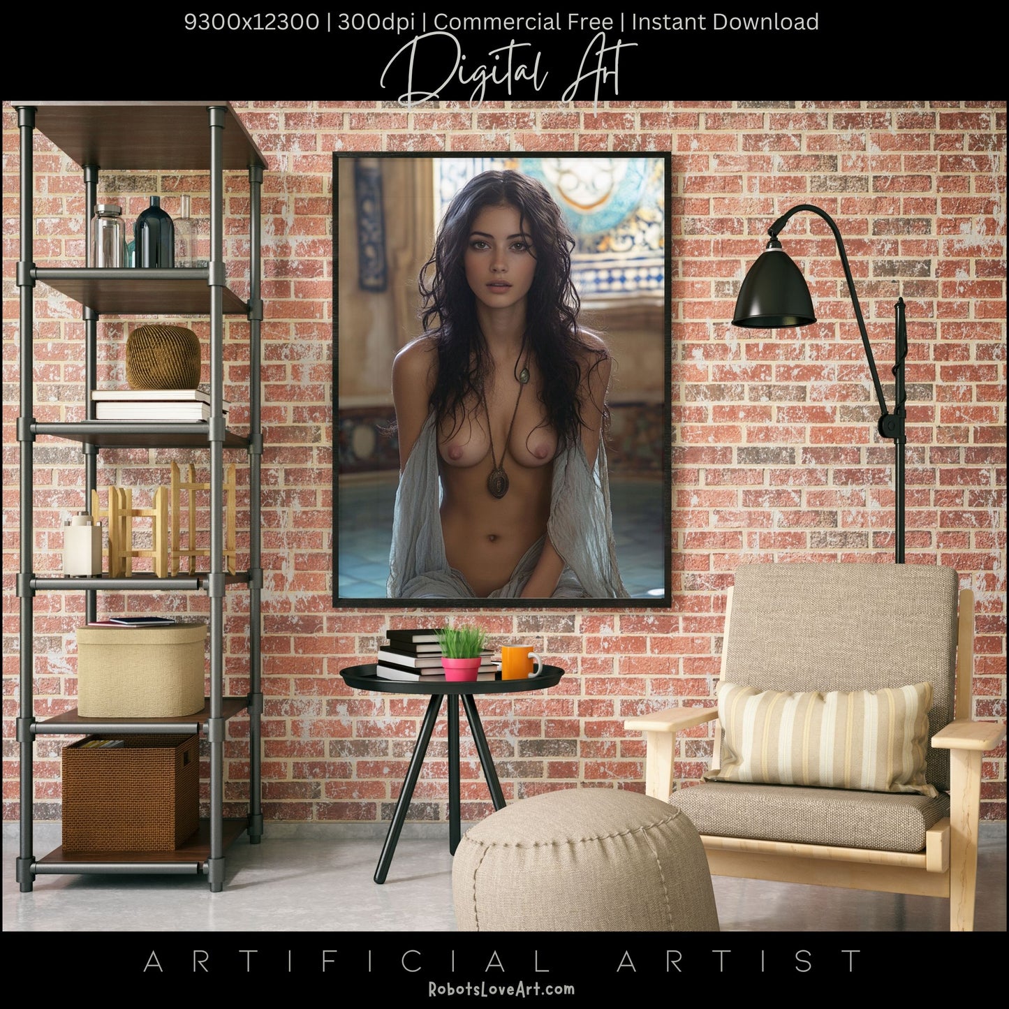 Topless Amulet| Sexy Babe | Instant Download | Digital AI Art