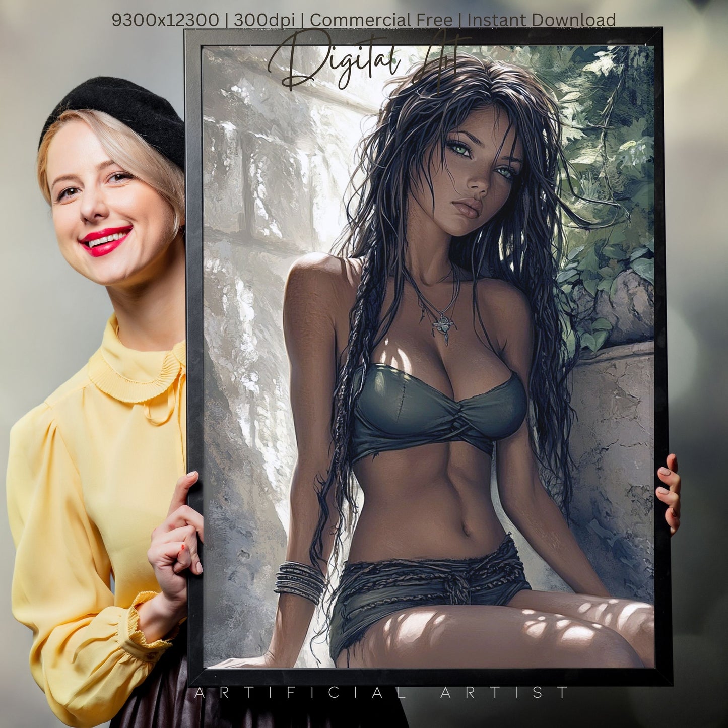 Relaxing in Israeli Spa | Instant Download | Fantasy Digital AI Art | Hot Girl