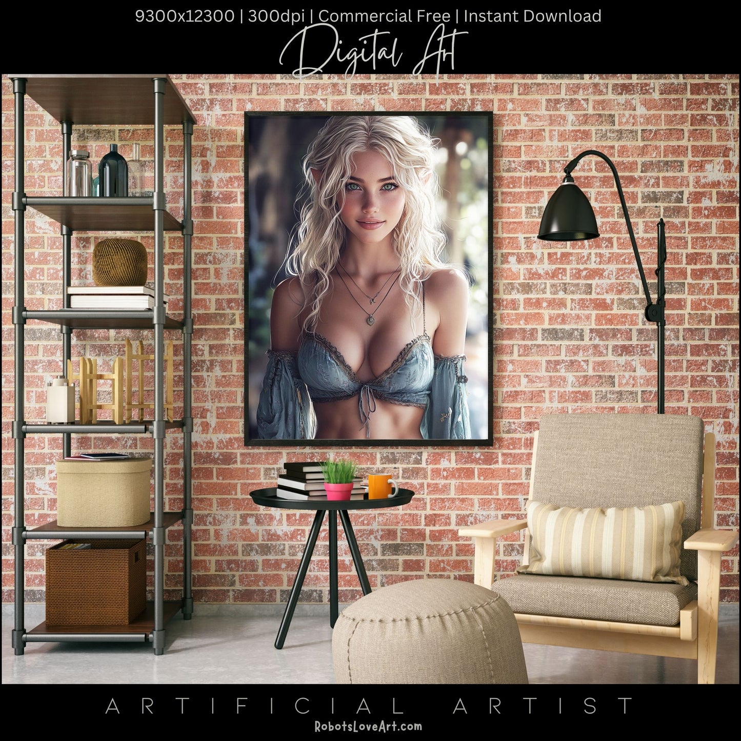 Pretty Blonde Elf | Instant Download | Fantasy Digital AI Art