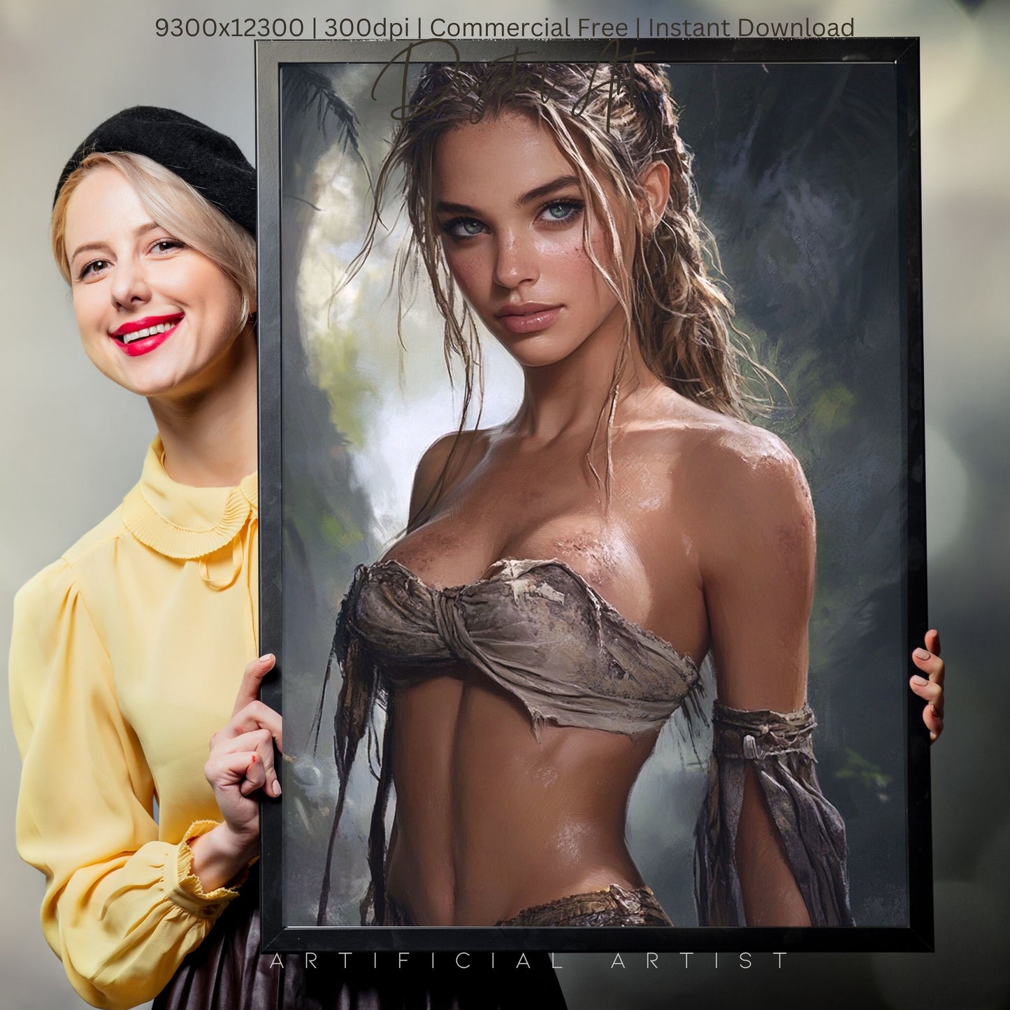Babe in the Jngle | Instant Download | Fantasy Digital AI Art | Hot Girl