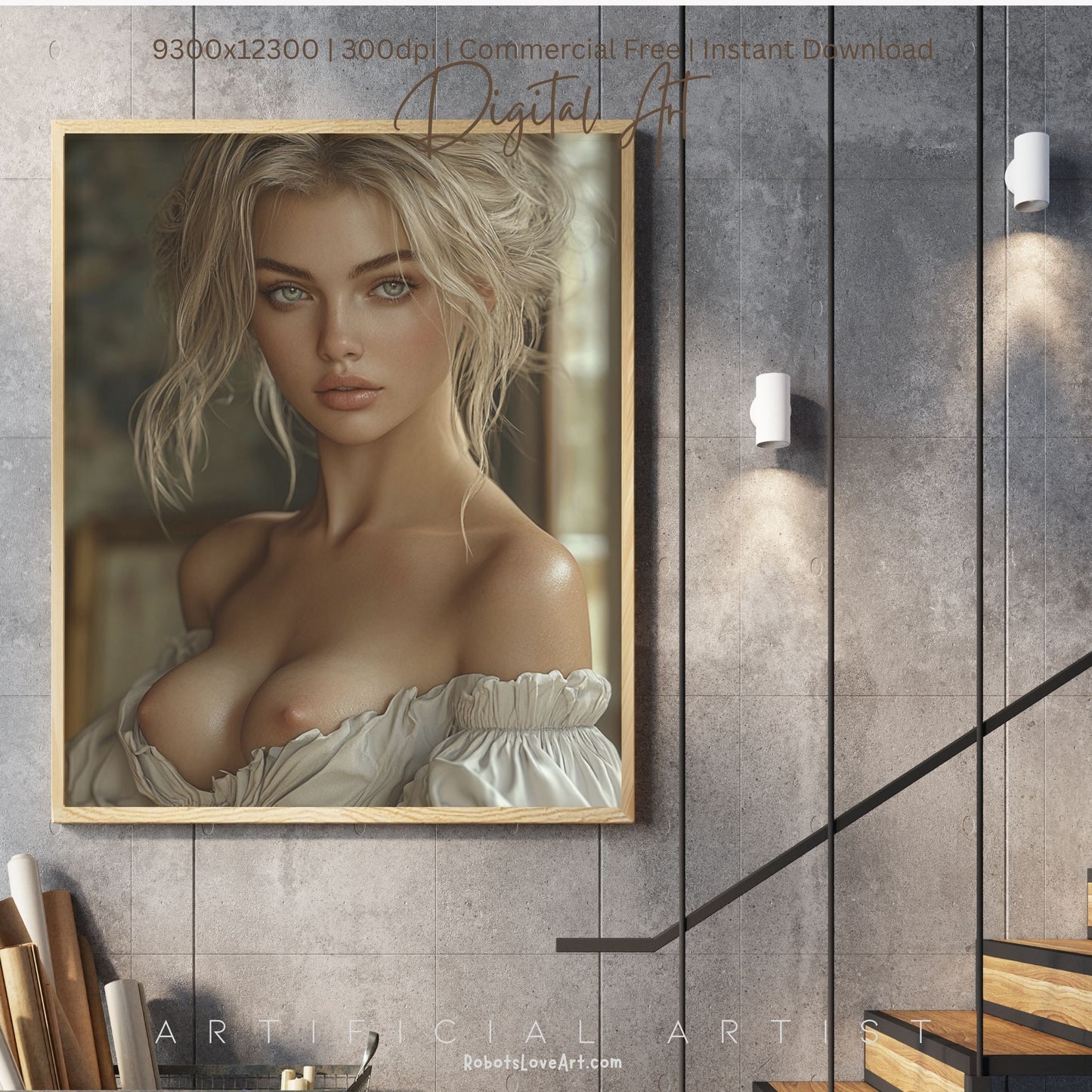 Topless Blonde Beauty | Sexy Babe | Instant Download | Digital AI Art