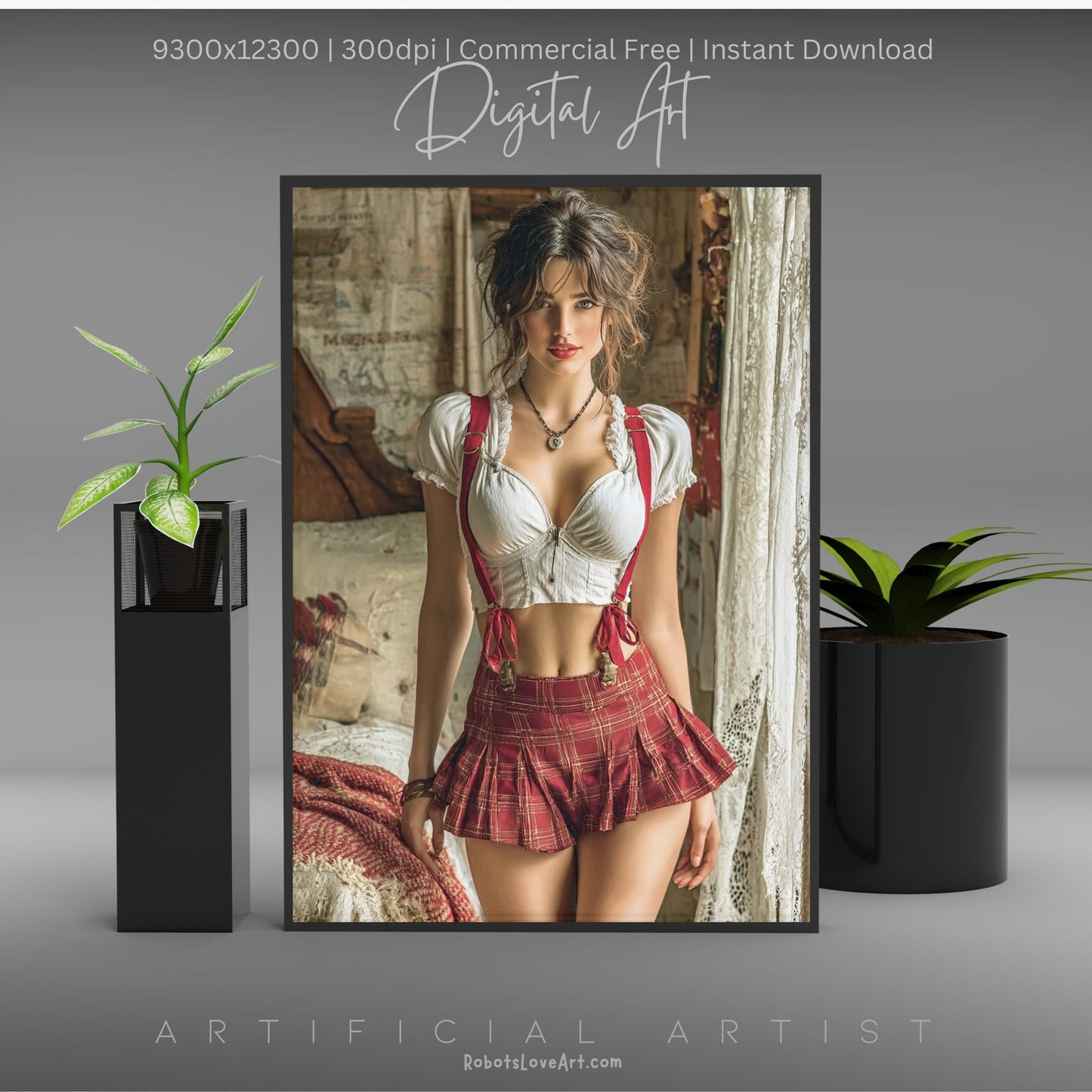 Sexy College Uniform | Instant Download | Fantasy Digital AI Art | Hot Girl