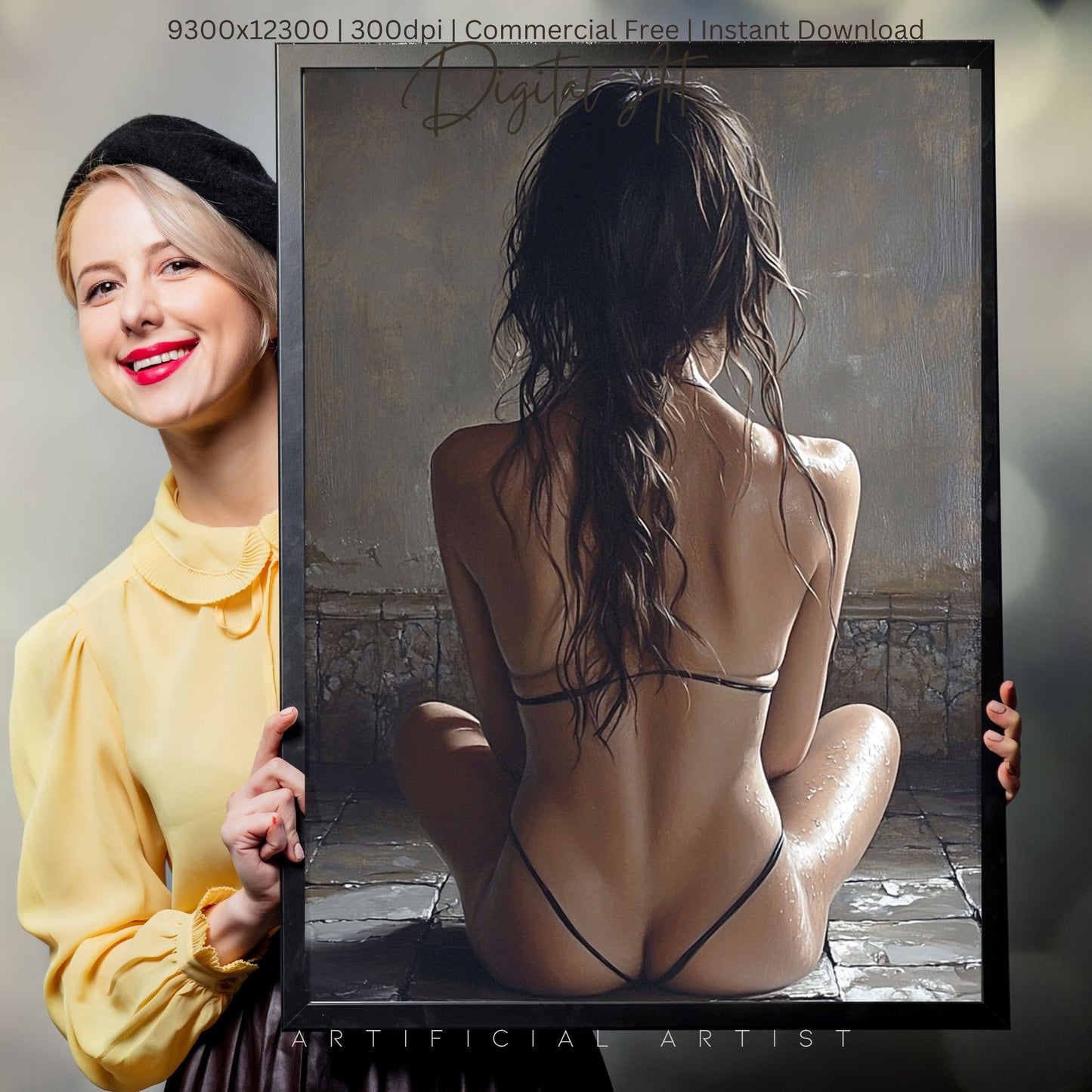 Sexy Hot Naked Yoga | Instant Download | Fantasy Digital AI Art | LGBT Artwork