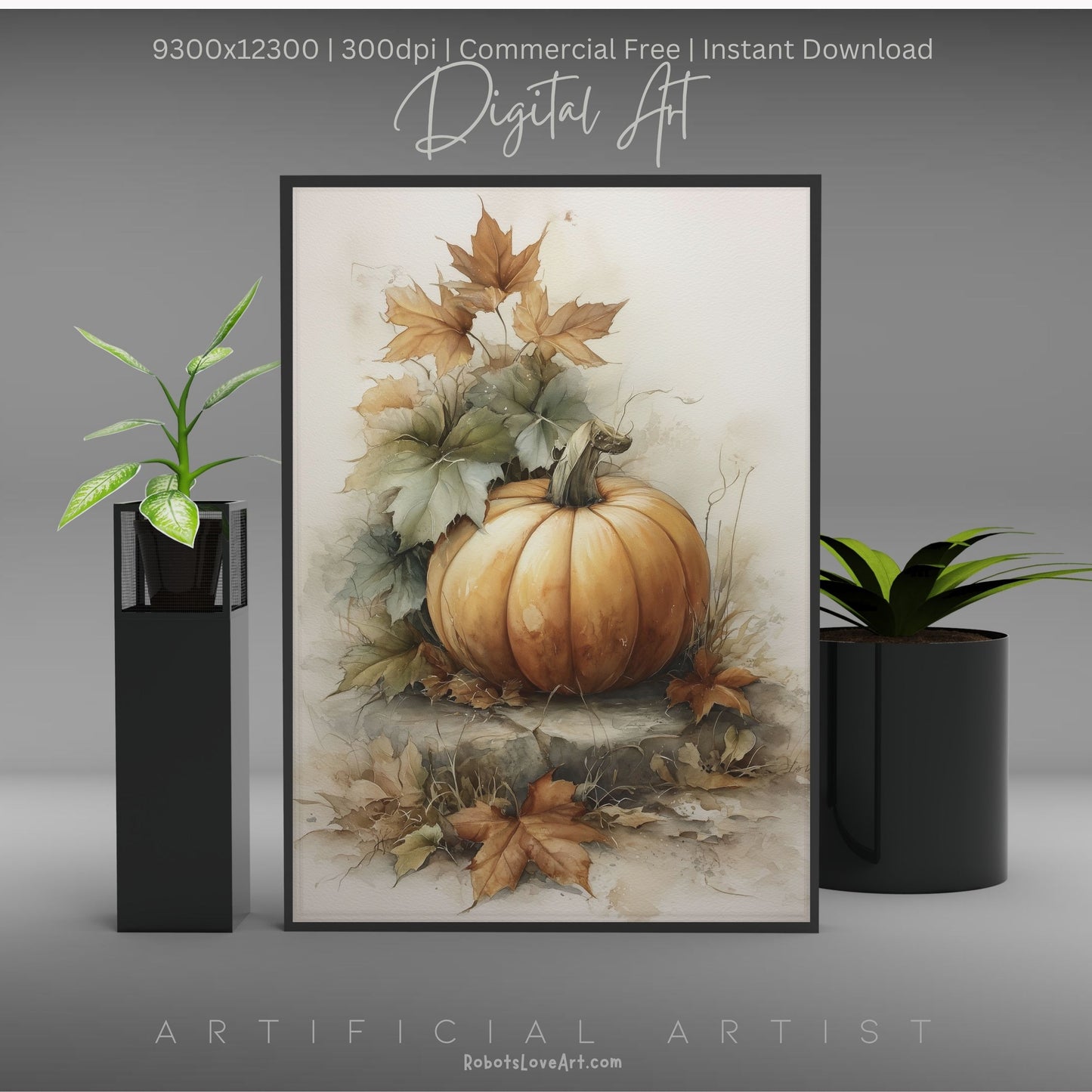 Beautiful Fall Pumpkin Art| Instant Download | Digital AI Art | Halloween Decor