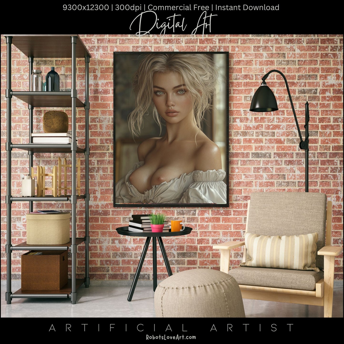 Topless Blonde Beauty | Sexy Babe | Instant Download | Digital AI Art