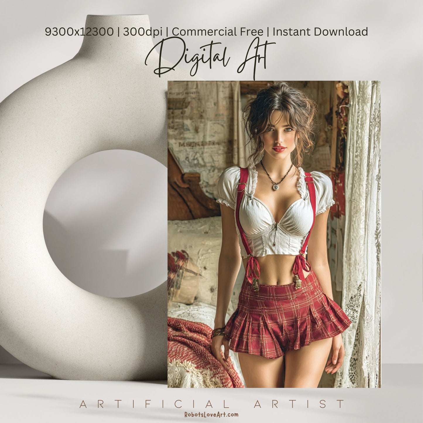 Sexy College Uniform | Instant Download | Fantasy Digital AI Art | Hot Girl