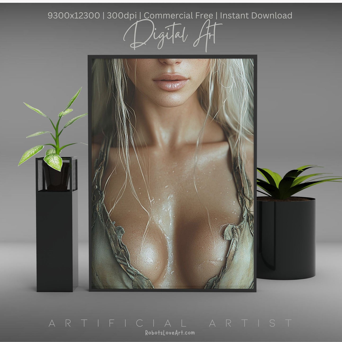 Blonde Bombshell Loincloth Cleavage | Instant Download | Fantasy Digital AI Art | LGBT Artwork (Copy)
