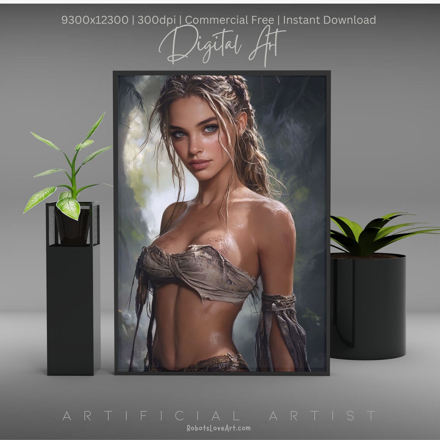 Babe in the Jngle | Instant Download | Fantasy Digital AI Art | Hot Girl
