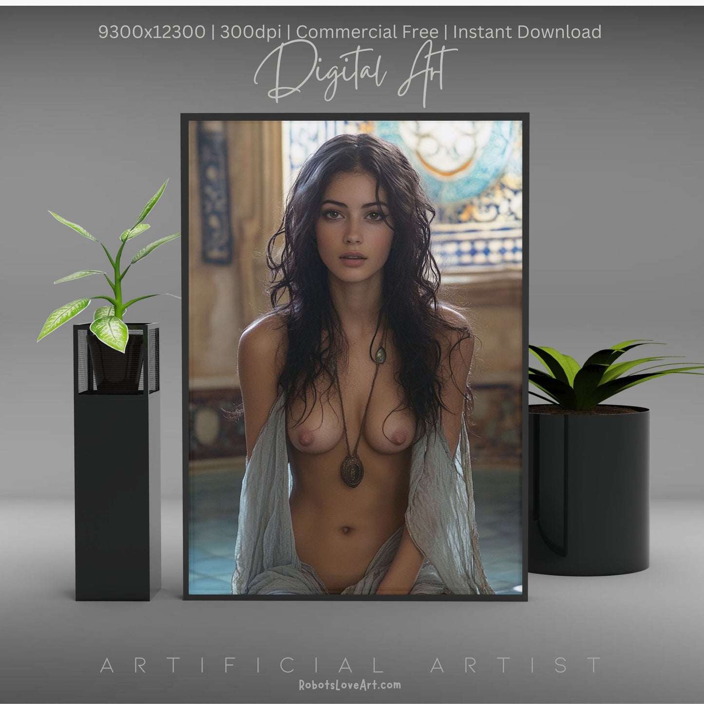 Topless Amulet| Sexy Babe | Instant Download | Digital AI Art