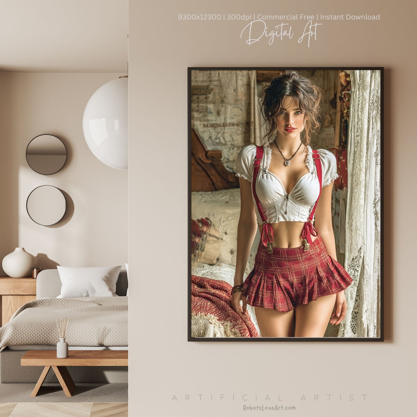 Sexy College Uniform | Instant Download | Fantasy Digital AI Art | Hot Girl