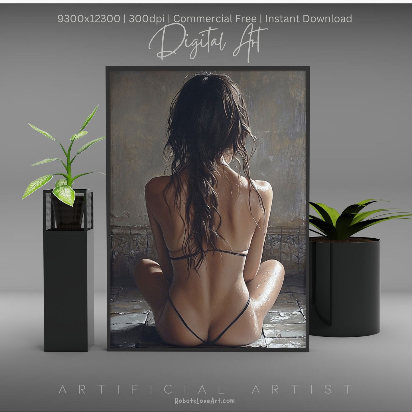 Sexy Hot Naked Yoga | Instant Download | Fantasy Digital AI Art | LGBT Artwork
