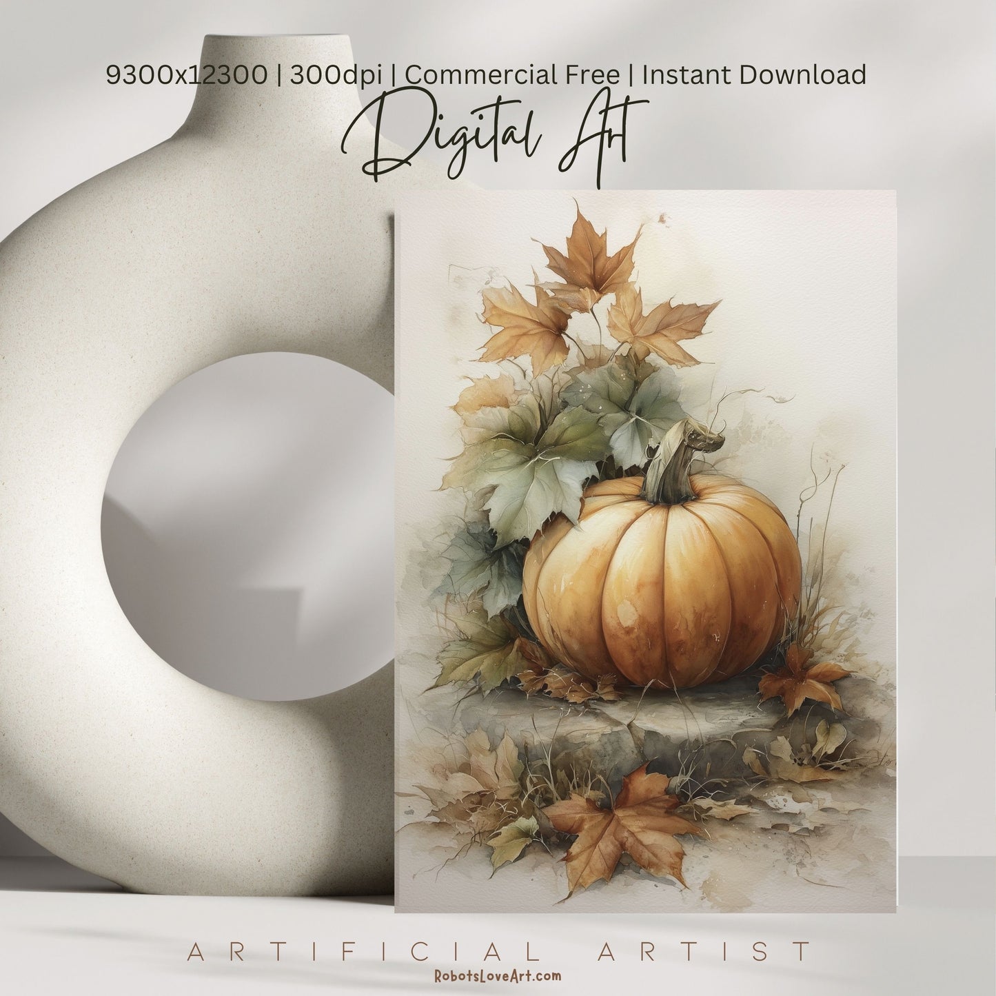 Beautiful Fall Pumpkin Art| Instant Download | Digital AI Art | Halloween Decor