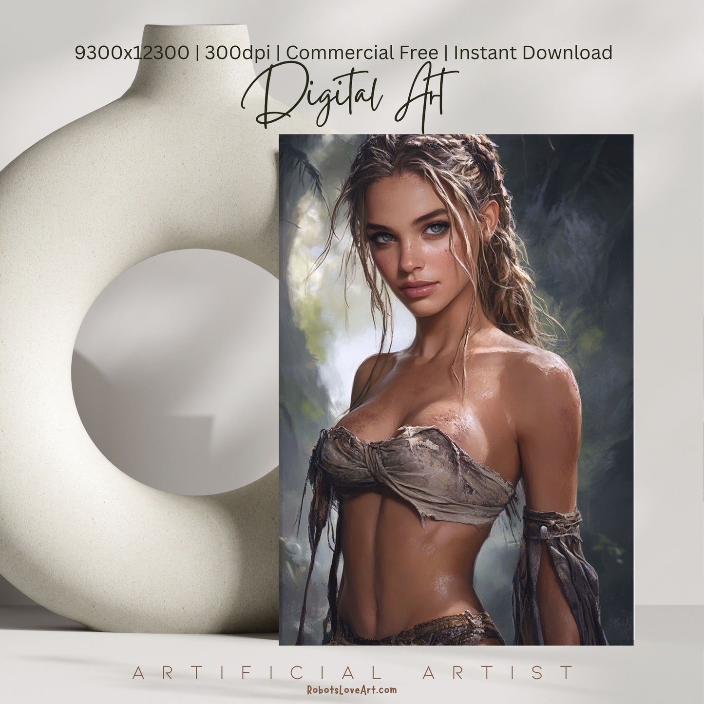 Babe in the Jngle | Instant Download | Fantasy Digital AI Art | Hot Girl