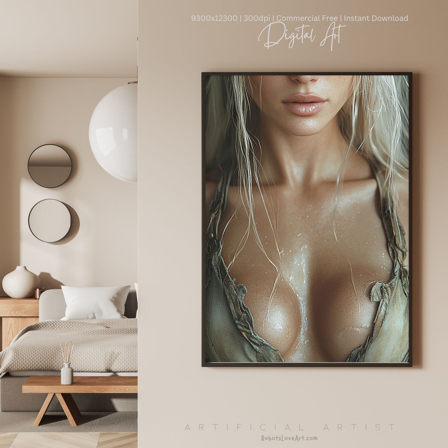 Blonde Bombshell Loincloth Cleavage | Instant Download | Fantasy Digital AI Art | LGBT Artwork (Copy)