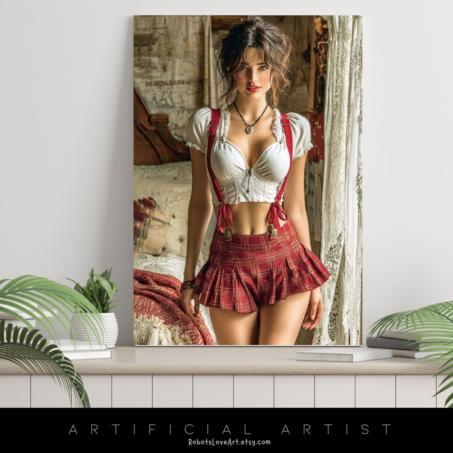 Sexy College Uniform | Instant Download | Fantasy Digital AI Art | Hot Girl