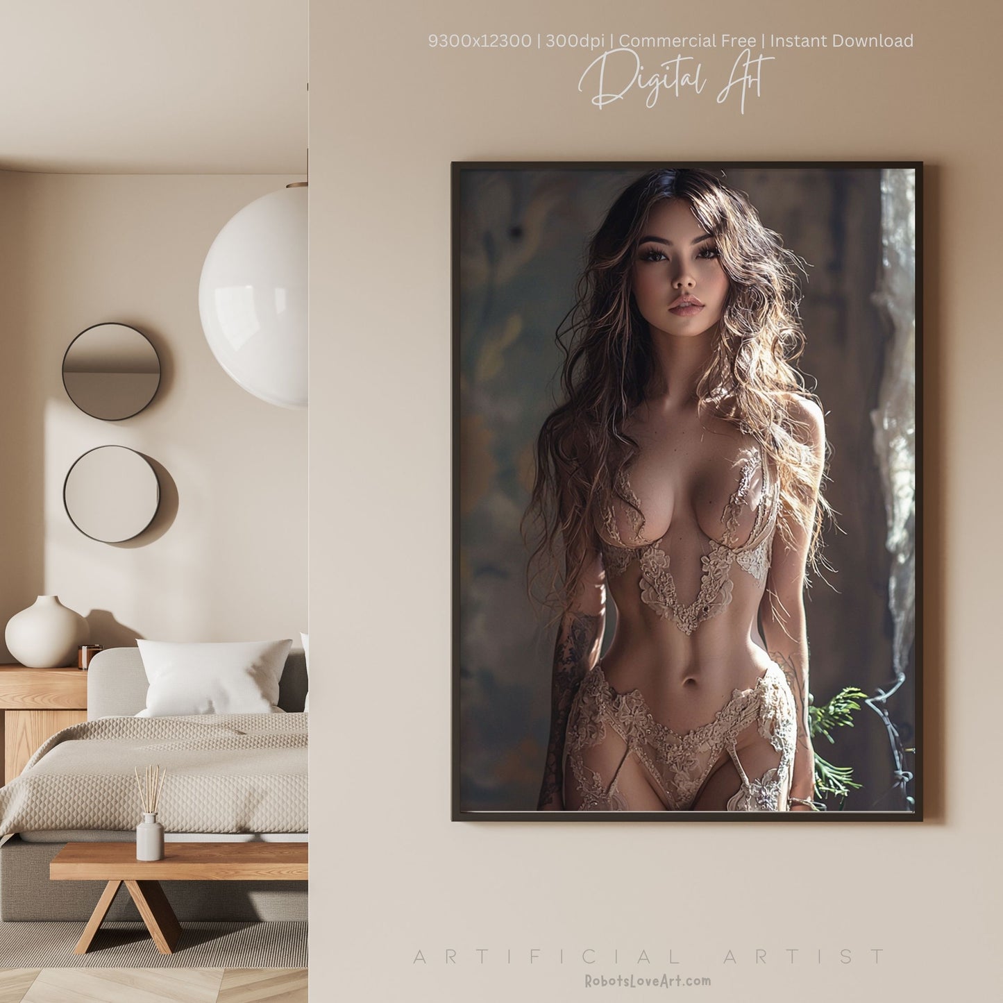 The Lace Window | Instant Download | Fantasy Digital AI Art | Hot Girl