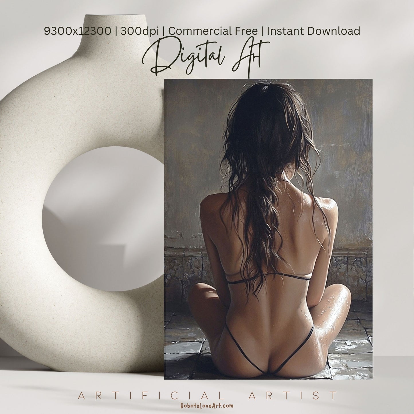 Sexy Hot Naked Yoga | Instant Download | Fantasy Digital AI Art | LGBT Artwork