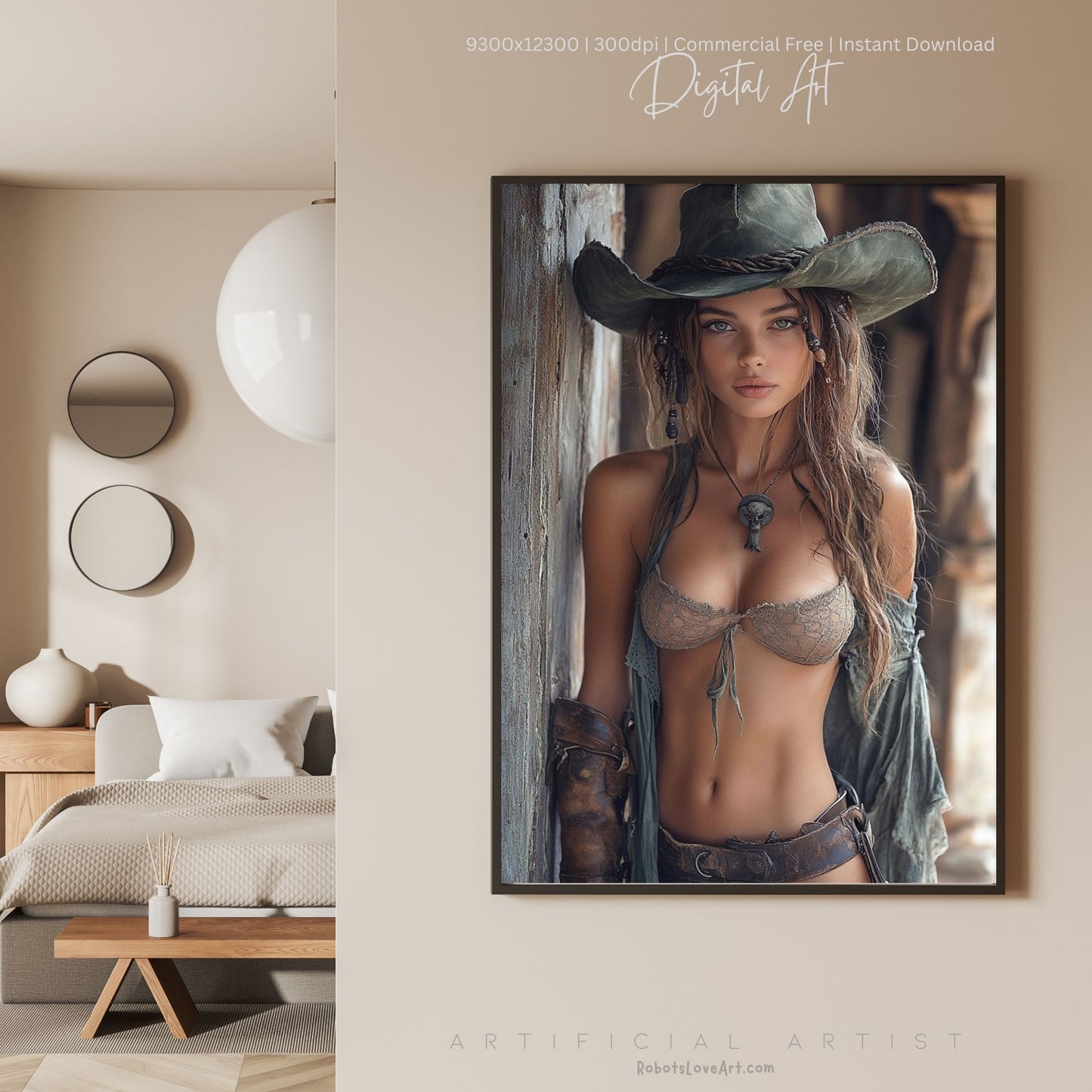 Ready to Shoot Hot Cowgirl Cleavage | Instant Download | Fantasy Digital AI Art | Sexy Old West Artwork