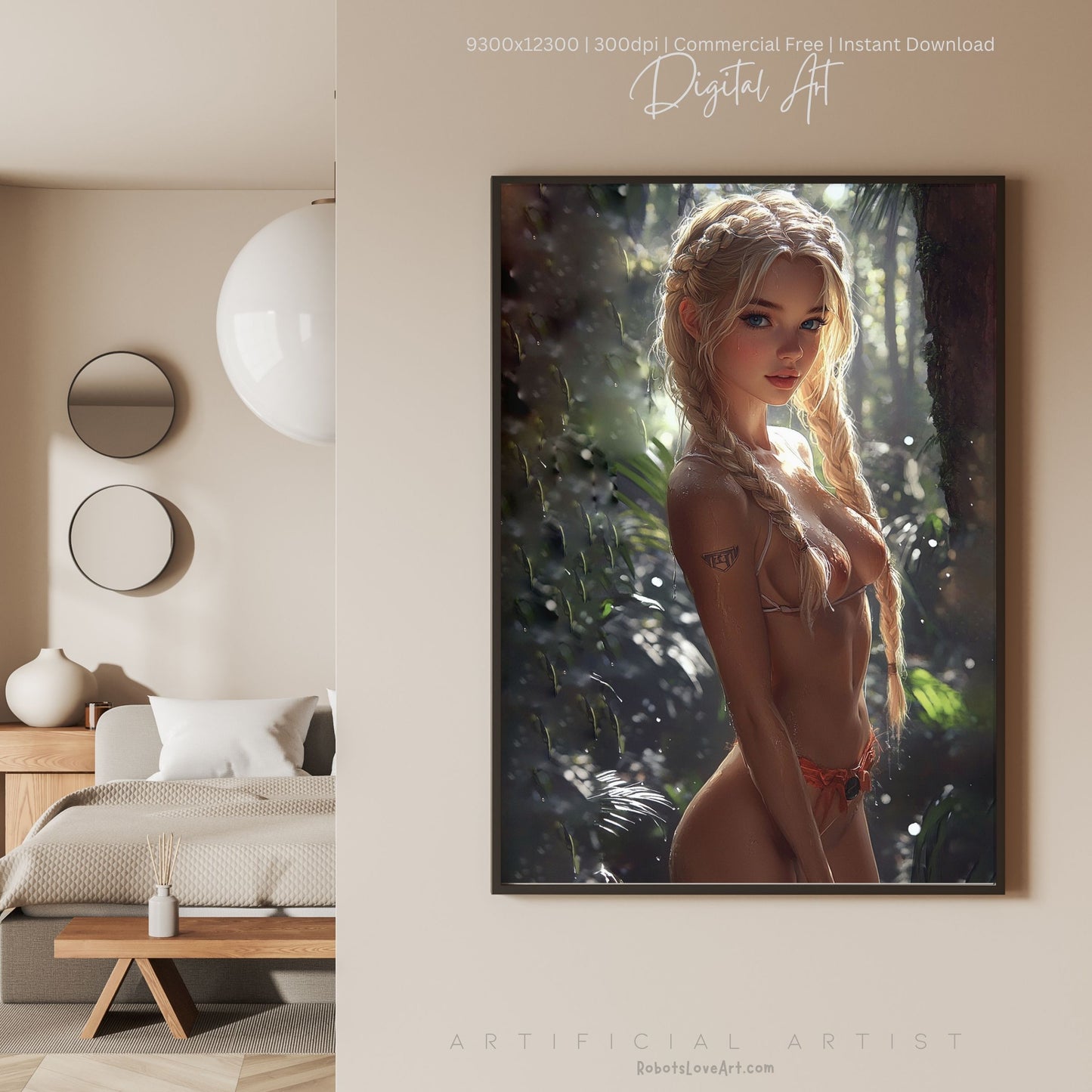 Hot Topless Blonde | Instant Download | Fantasy Digital AI Art | Pinup Girl