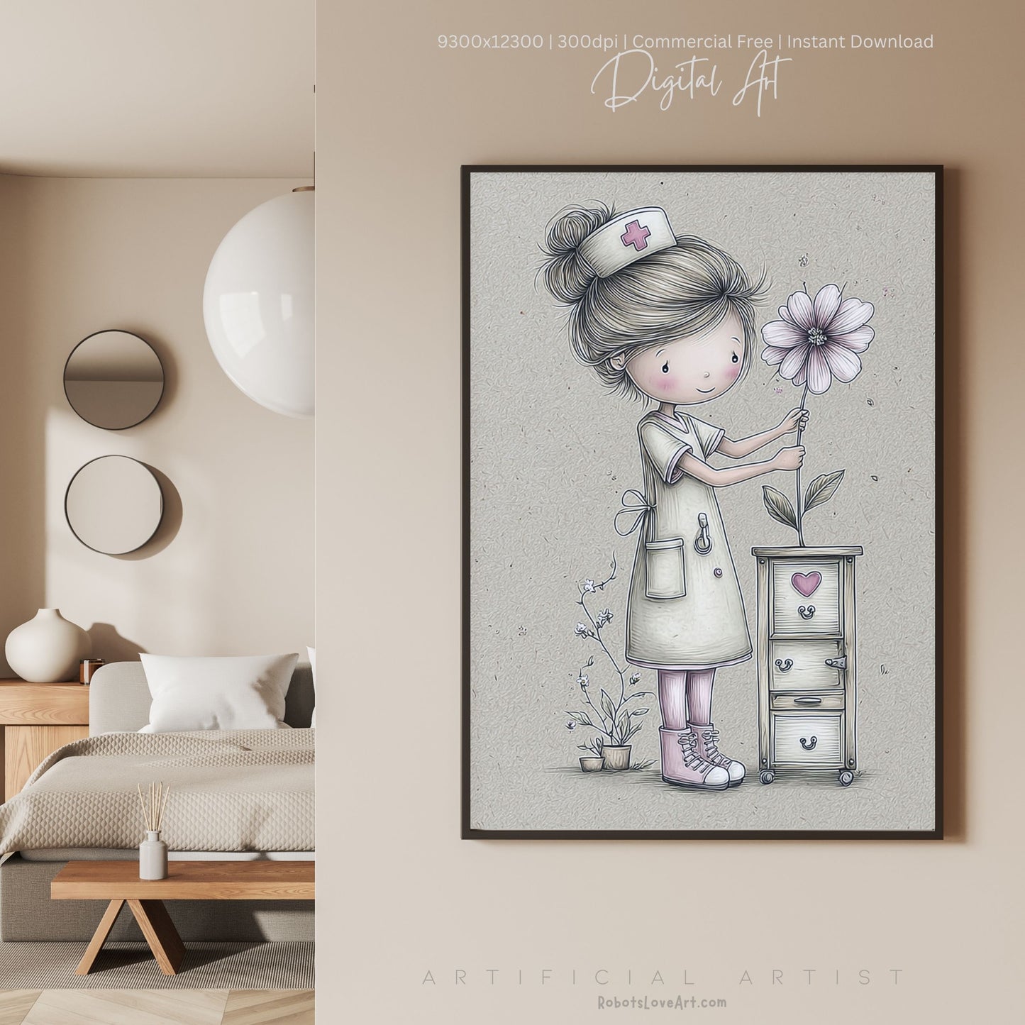 The Little Nurse | Instant Download | Digital AI Art | Registered Nurse Love