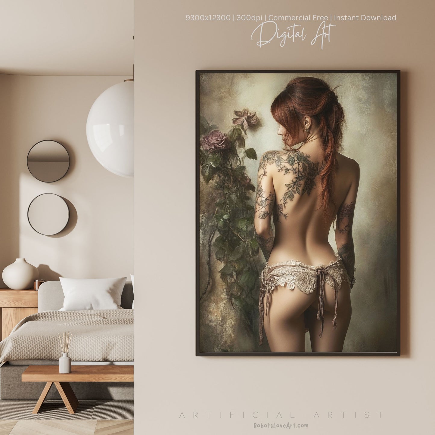 From Behind Pinup Calendar | Instant Download | Fantasy Digital AI Art | Sexy Lace