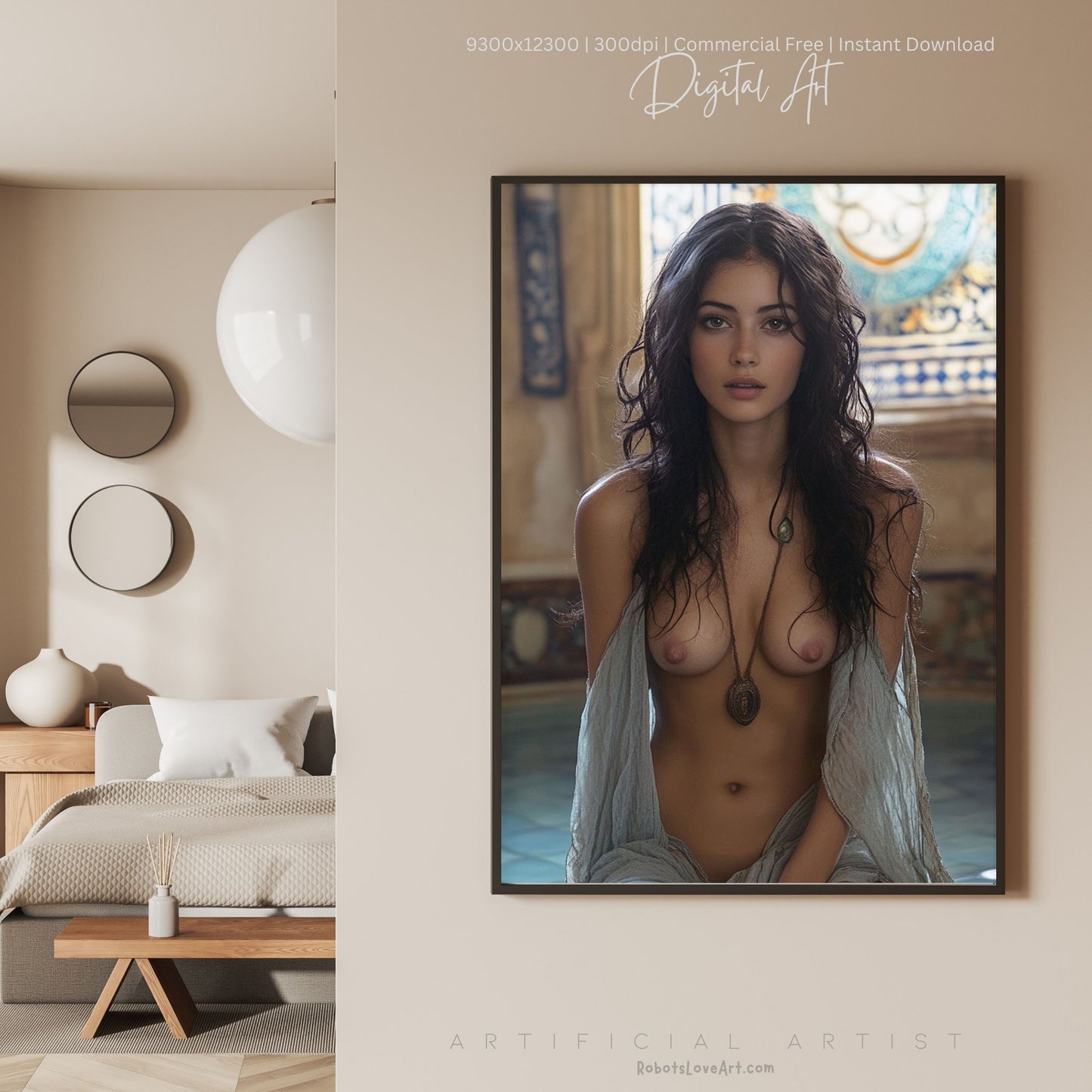 Topless Amulet| Sexy Babe | Instant Download | Digital AI Art
